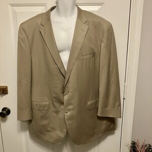 Men's 50R Samuelsohn Performance Tailored Fit Loro Piana Beige Khaki 2 Pc Suit